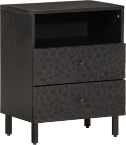 vidaXL - Nachtkastje - 50x33x60 - cm - massief - mangohout - zwart