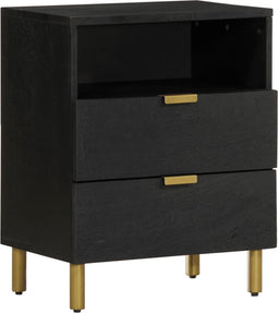 vidaXL - Nachtkastje - 50x33x62 - cm - bewerkt - hout - zwart