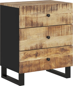 vidaXL - Nachtkastje - 50x33x62 - cm - massief - mangohout - en - bewerkt - hout