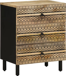 vidaXL - Nachtkastje - 50x33x62 - cm - massief - ruw - mangohout - zwart