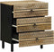 vidaXL - Nachtkastje - 50x33x62 - cm - massief - ruw - mangohout - zwart