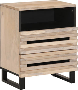 vidaXL - Nachtkastje - 50x34x62 - cm - massief - ruw - mangohout