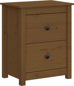 vidaXL - Nachtkastje - 50x35x61,5 - cm - massief - grenenhout - honingbruin