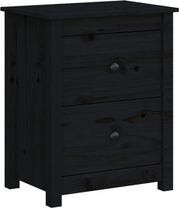 vidaXL - Nachtkastje - 50x35x61,5 - cm - massief - grenenhout - zwart