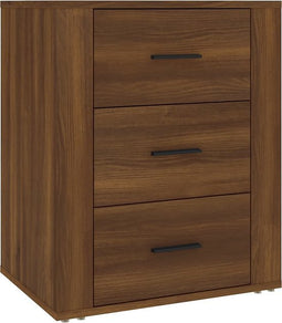 vidaXL - Nachtkastje - 50x36x60 - cm - bewerkt - hout - bruin - eikenkleur