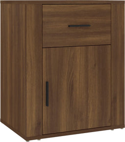vidaXL - Nachtkastje - 50x36x60 - cm - bewerkt - hout - bruin - eikenkleur