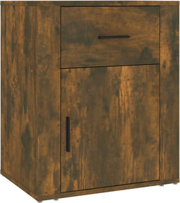 vidaXL - Nachtkastje - 50x36x60 - cm - bewerkt - hout - gerookt - eikenkleurig
