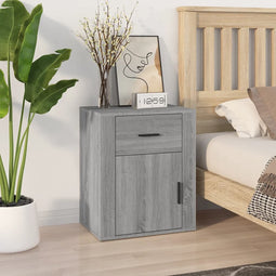vidaXL - Nachtkastje - 50x36x60 - cm - bewerkt - hout - grijs - sonoma - eikenkleurig