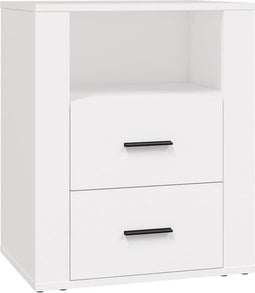 vidaXL - Nachtkastje - 50x36x60 - cm - bewerkt - hout - wit