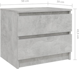 vidaXL - Nachtkastje - 50x39x43,5 - cm - bewerkt - hout - betongrijs