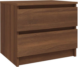 vidaXL - Nachtkastje - 50x39x43,5 - cm - bewerkt - hout - bruin - eikenkleur