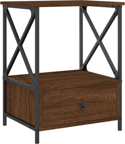 vidaXL - Nachtkastje - 50x41x65 - cm - bewerkt - hout - bruin - eikenkleur