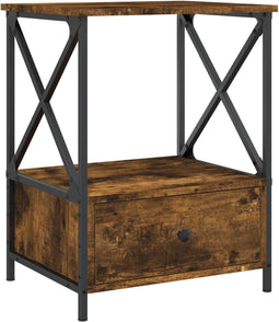 vidaXL - Nachtkastje - 50x41x65 - cm - bewerkt - hout - gerookt - eikenkleurig