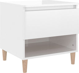 vidaXL - Nachtkastje - 50x46x50 - cm - bewerkt - hout - hoogglans - wit