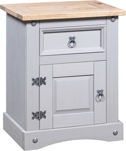 vidaXL - Nachtkastje - 53x39x67 - cm - Mexicaans - grenenhout - Corona-stijl - grijs