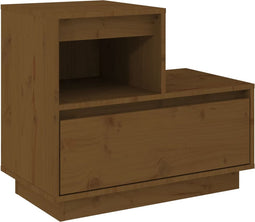 vidaXL - Nachtkastje - 60x34x51 - cm - massief - grenenhout - honingbruin