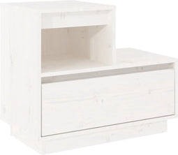 vidaXL - Nachtkastje - 60x34x51 - cm - massief - grenenhout - wit