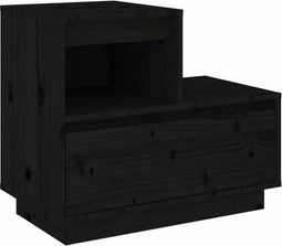 vidaXL - Nachtkastje - 60x34x51 - cm - massief - grenenhout - zwart