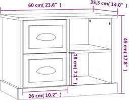 vidaXL - Nachtkastje - 60x35,5x45 - cm - hoogglans - wit