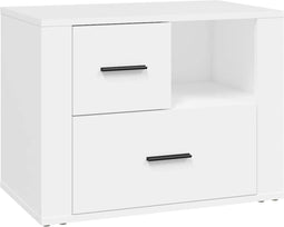 vidaXL - Nachtkastje - 60x36x45 - cm - bewerkt - hout - wit