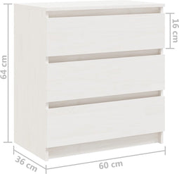 vidaXL - Nachtkastje - 60x36x64 - cm - massief - grenenhout - wit