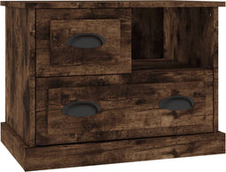 vidaXL - Nachtkastje - 60x39x45 - cm - gerookt - eikenkleurig