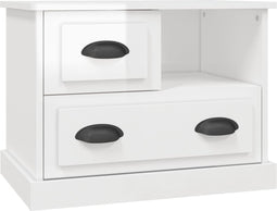 vidaXL - Nachtkastje - 60x39x45 - cm - hoogglans - wit