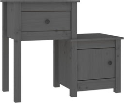 vidaXL - Nachtkastje - 79,5x38x65,5 - cm - massief - grenenhout - grijs