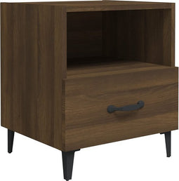 vidaXL - Nachtkastje - bewerkt - hout - bruin - eikenkleur