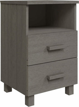 vidaXL - Nachtkastje - HAMAR - 40x35x62 - cm - massief - grenenhout - lichtgrijs