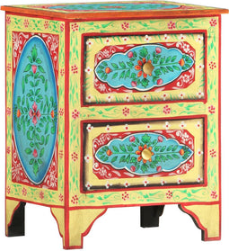 vidaXL - Nachtkastje - handgeschilderd - 40x30x50 - cm - massief - mangohout