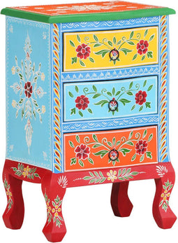 vidaXL - Nachtkastje - handgeschilderd - 40x30x60 - cm - massief - mangohout