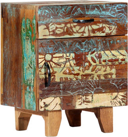 vidaXL - Nachtkastje - handgesneden - 40x30x50 - cm - massief - gerecycled - hout