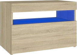 vidaXL - Nachtkastje - LED-verlichting - 60x35x40 - cm - bewerkt - hout - sonoma - eik