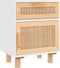 vidaXL - Nachtkastje - massief - grenenhout - en - natuurlijk - rattan - wit