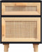 vidaXL - Nachtkastje - massief - grenenhout - en - natuurlijk - rattan - zwart