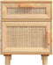 vidaXL - Nachtkastje - massief - grenenhout - en - natuurlijk - rattan - bruin