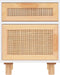 vidaXL - Nachtkastje - massief - grenenhout - en - natuurlijk - rattan - wit