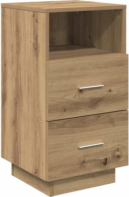 vidaXL - Nachtkastje - met - 2 - lades - 36x36x68 - cm - artisanaal - eikenkleurig