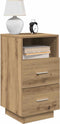 vidaXL - Nachtkastje - met - 2 - lades - 36x36x68 - cm - artisanaal - eikenkleurig