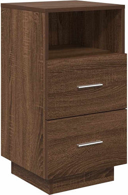 vidaXL - Nachtkastje - met - 2 - lades - 36x36x68 - cm - bruin - eikenkleur