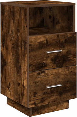 vidaXL - Nachtkastje - met - 2 - lades - 36x36x68 - cm - gerookt - eikenkleurig