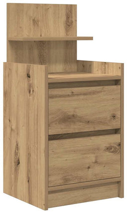 vidaXL - Nachtkastje - met - 2 - lades - 38x34x80 - cm - artisanaal - eikenkleurig