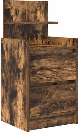 vidaXL - Nachtkastje - met - 2 - lades - 38x34x80 - cm - gerookt - eikenkleurig