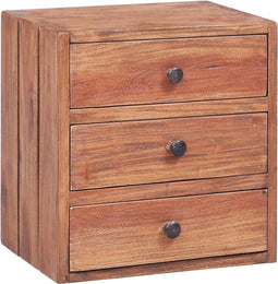 vidaXL - Nachtkastje - met - 3 - lades - 35x25x35 - cm - massief - mahoniehout