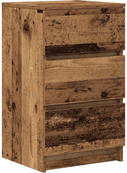 vidaXL - Nachtkastje - met - 3 - lades - 39x35x65 - cm - oud - hout