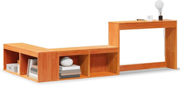 vidaXL - Nachtkastje - met - bureau - 222x107x75 - cm - grenenhout - wasbruin