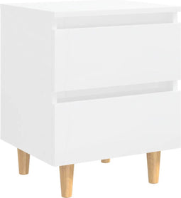 vidaXL - Nachtkastje - met - grenenhouten - poten - 40x35x50 - cm - hoogglans - wit