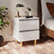 vidaXL - Nachtkastje - met - grenenhouten - poten - 40x35x50 - cm - hoogglans - wit