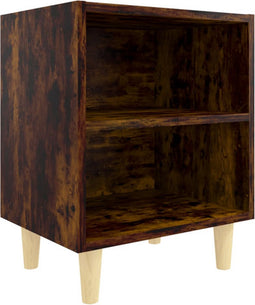 vidaXL - Nachtkastje - met - houten - poten - 40x30x50 - cm - gerookt - eikenkleurig